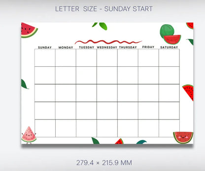 Blank Calendar watermelon theme