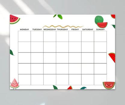 Blank Calendar watermelon theme