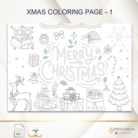Christmas Coloring worksheets| A4 PDF| 3 Pages