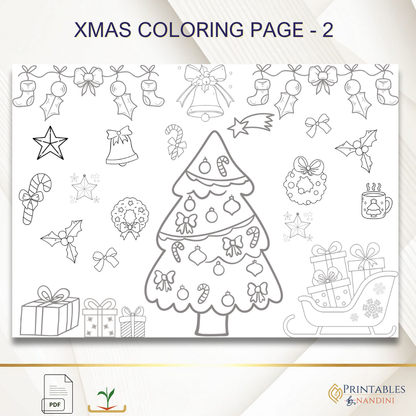 Christmas Coloring worksheets| A4 PDF| 3 Pages